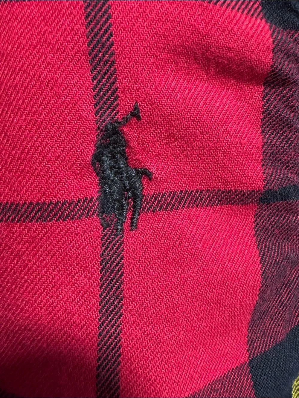 Ralph Lauren Girls Plaid Shirt Dress Red Black Ruffle Button Front Size 6X